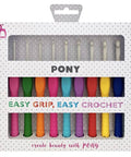 PONY Easy Grip Crochet Hook Set – 9 Sizes, 2–6mm PONY Easy Grip Crochet Hook Set 2–6mm | BalzarCrafts
