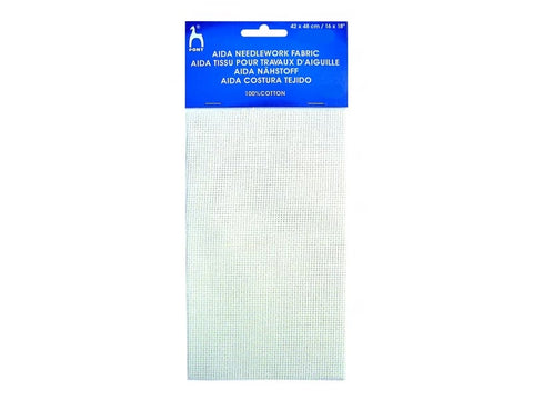 Pony White Aida Fabric 10 Count – 42 x 48cm Cross Stitch Fabric in white Pony White Aida Fabric 10 Count – 42 x 48cm Cross Stitch Fabric in white