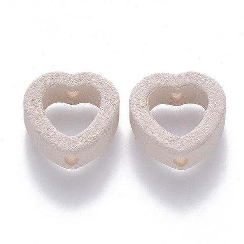 Porcelain Bead Frame Frosted Hearts, 15mm Porcelain Bead Frame Frosted Hearts, 15mm