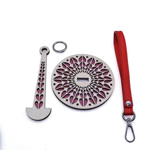 Portable Wood Wrist Yarn Holder, with Imitation Leather Strap, Red Portable Wood Wrist Yarn Holder, with Imitation Leather Strap, Red