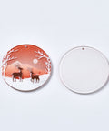Flat Round Reindeer 37x2.5 Hole 1.4mm Printed Acrylic Christmas Pendants Printed Acrylic Christmas Pendants