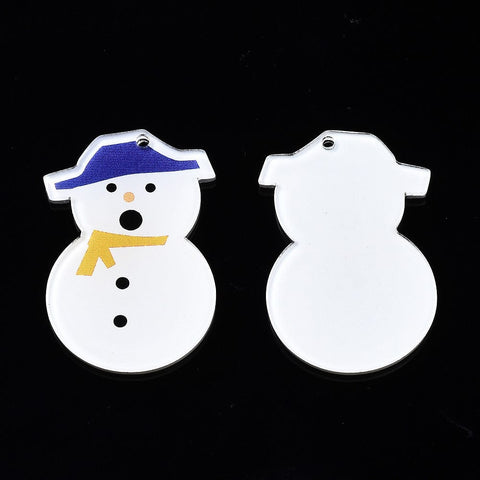 Acrylic Snowman 34x22mm Printed Acrylic Christmas Pendants Printed Acrylic Christmas Pendants