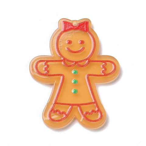 GINGERBREAD MAN 39x30x2mm Hole 1.6mm Printed Christmas Acrylic Pendants Printed Christmas Acrylic Pendants