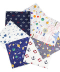 Printed Cotton Fabric Squares – Rocket, Planets, Anchor & Star Patterns, 7pcs Printed Cotton Fabric Squares – Rocket, Planets, Anchor & Star Patterns, 7pcs