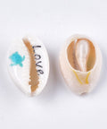 Printed Cowrie Shell Beads, Turquiose Turtle Printed Cowrie Shell Beads, Turquiose Turtle