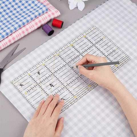 Quilting Template, Transparent Acrylic Sewing Machine Ruler, DIY Hand Patchwork, Cutting Craft, Rectangle, Transparent Acrylic Quilting Template – Rectangle Sewing Machine Ruler for DIY Patchwork & Cutting Crafts