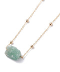 NATURAL  GREEN AVENTURINE Raw Stone Pendant 304 stainless Steel Necklace (45cm) Raw Stone Pendant 304 stainless Steel Necklace (45cm)
