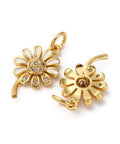 Real 18K Gold Plated Brass Micro Pave CZ Flower Pendants with Enamel – 16.5x10mm Real 18K Gold Plated Brass Micro Pave CZ Flower Pendants with Enamel – 16.5x10mm