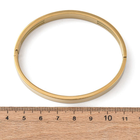 Rectangle 18K Gold Plated Stainless Steel CZ Micro Pavé Bangle – Ion Plated Bracelet, Tarnish Resistant Rectangle 18K Gold Plated Stainless Steel CZ Micro Pavé Bangle – Ion Plated Bracelet, Tarnish Resistant