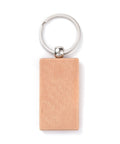 RECTANGLE (63x30x7mm) Natural Wood Keychain, with Platinum Plated Iron Split Key Rings, BurlyWood Natural Wood Keychain, with Platinum Plated Iron Split Key Rings, BurlyWood