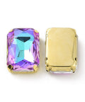 VITRAIL LIGHT Rectangle Octagon Shape Sew on Glass Rhinestone, Faceted, Golden Tone 201 Stainless Steel Settings, 18x13x7mm Rectangle Octagon Shape Sew on Glass Rhinestone, Faceted, Golden Tone 201 Stainless Steel Settings, 18x13x7mm