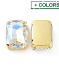 Rectangle Octagon Shape Sew on Glass Rhinestone, Faceted, Golden Tone 201 Stainless Steel Settings, 18x13x7mm Rectangle Octagon Shape Sew on Glass Rhinestone, Faceted, Golden Tone 201 Stainless Steel Settings, 18x13x7mm