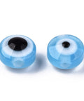 LIGHT BLUE Resin Beads, Flat Round, Evil Eye, 6mm Resin Beads, Flat Round, Evil Eye, 6mm