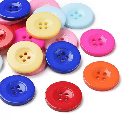 MIXED COLORS Resin Buttons, Dyed, Flat Round, 25mm Resin Buttons, Dyed, Flat Round, 25mm