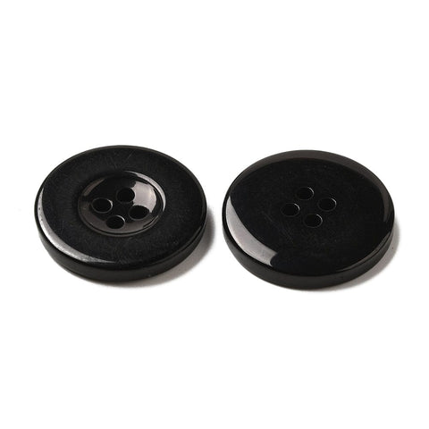 BLACK Resin Buttons, Dyed, Flat Round, 25mm Resin Buttons, Dyed, Flat Round, 25mm