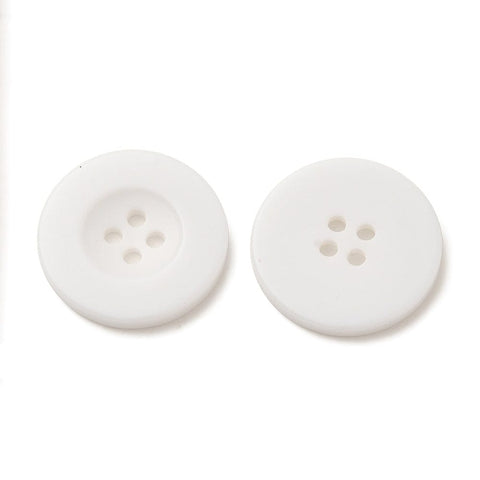 WHITE Resin Buttons, Dyed, Flat Round, 25mm Resin Buttons, Dyed, Flat Round, 25mm