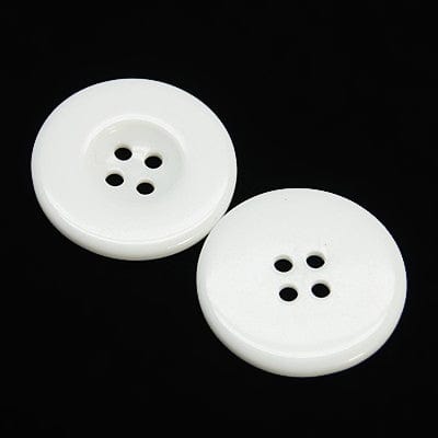 White Resin Buttons, Dyed, Flat Round, 34mm Resin Buttons, Dyed, Flat Round, 34mm