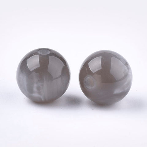 LIGHT GREY Resin Imitation Gemstone Beads, Round 12mm, 2mm Hole Resin Imitation Gemstone Beads, Round 12mm, 2mm Hole