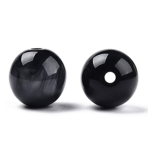 BLACK Resin Imitation Gemstone Beads, Round 12mm, 2mm Hole Resin Imitation Gemstone Beads, Round 12mm, 2mm Hole
