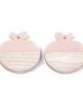 Resin & Wood Pendants, Apple, Pink Size: about 27.5x26mm Resin & Wood Pendants, Apple, Pink Size: about 27.5x26mm
