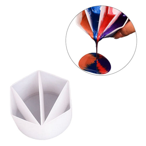 Reusable Split Cup for Paint Pouring, Silicone Cups for Resin Mixing, 4 Dividers, White Reusable Split Cup for Paint Pouring, Silicone Cups for Resin Mixing, 4 Dividers, White