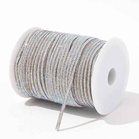 CRYSTAL AB (per meter) Rhinestone Cord with SS4 Crystals | Sparkling Craft Trim, 4mm Rhinestone Cord with SS4 Crystals | Sparkling Craft Trim, 4mm