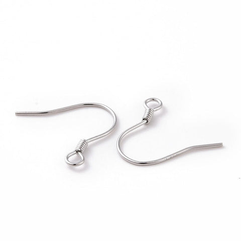 Rhodium Plated 925 Sterling Silver Earring Hooks, 15.5x15.4mm Rhodium Plated 925 Sterling Silver Earring Hooks, 15.5x15.4mm