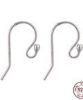 Rhodium Plated 925 Sterling Silver Earring Hooks, Platinum 10x20mm Rhodium Plated 925 Sterling Silver Earring Hooks, Platinum 10x20mm