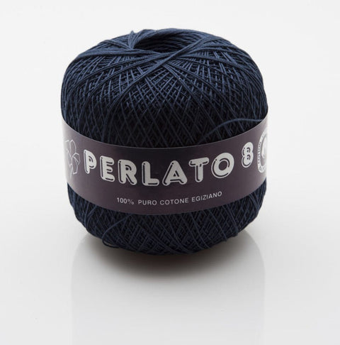 NAVY BLUE Ria Filati Perlato 8, 100% Cotton Yarn Ria Filati Perlato 8, 100% Cotton Yarn