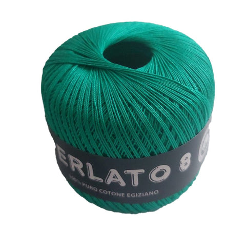 GREEN Ria Filati Perlato 8, 100% Cotton Yarn Ria Filati Perlato 8, 100% Cotton Yarn