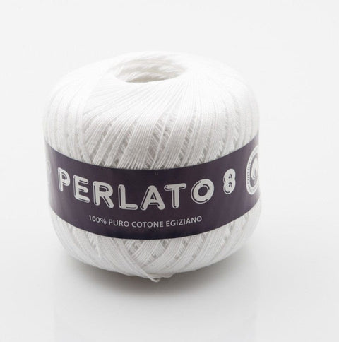 PURE WHITE Ria Filati Perlato 8, 100% Cotton Yarn Ria Filati Perlato 8, 100% Cotton Yarn
