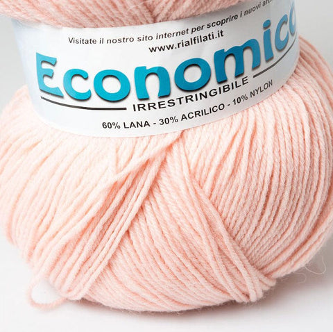 SALMON Rial Filati Economico Wool Yarn 60% Wool, 30% Acrylic Rial Filati Economico Wool Yarn 60% Wool, 30% Acrylic
