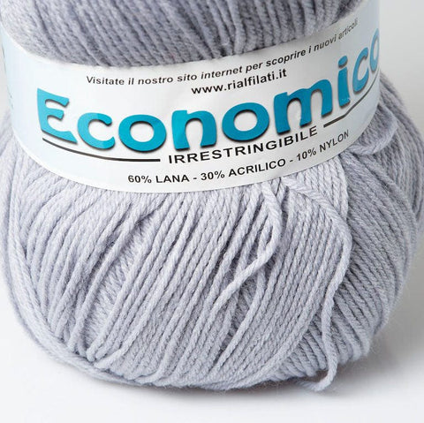 PEARL GREY Rial Filati Economico Wool Yarn 60% Wool, 30% Acrylic Rial Filati Economico Wool Yarn 60% Wool, 30% Acrylic