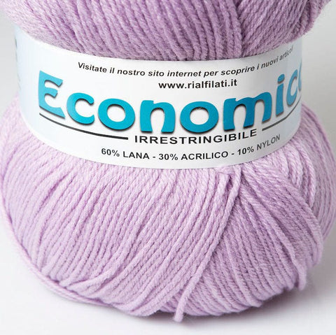 PINK LILAC Rial Filati Economico Wool Yarn 60% Wool, 30% Acrylic Rial Filati Economico Wool Yarn 60% Wool, 30% Acrylic