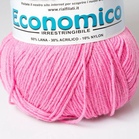 FUCHSIA Rial Filati Economico Wool Yarn 60% Wool, 30% Acrylic Rial Filati Economico Wool Yarn 60% Wool, 30% Acrylic
