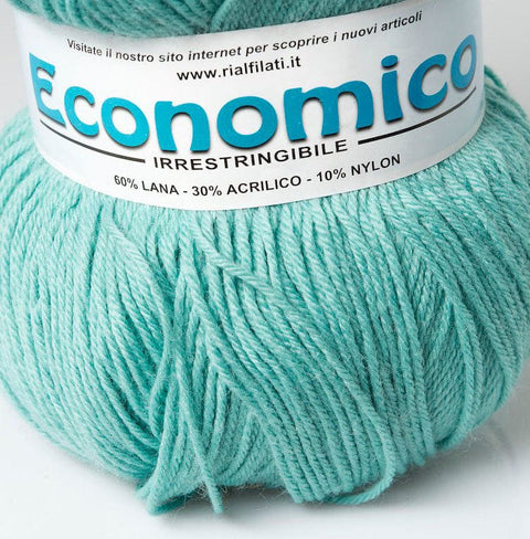 MINT GREEN Rial Filati Economico Wool Yarn 60% Wool, 30% Acrylic Rial Filati Economico Wool Yarn 60% Wool, 30% Acrylic