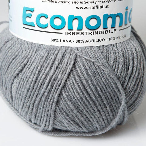 DARK MELANGE GREY Rial Filati Economico Wool Yarn 60% Wool, 30% Acrylic Rial Filati Economico Wool Yarn 60% Wool, 30% Acrylic