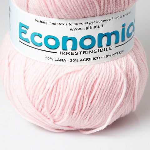 BABY PINK Rial Filati Economico Wool Yarn 60% Wool, 30% Acrylic Rial Filati Economico Wool Yarn 60% Wool, 30% Acrylic