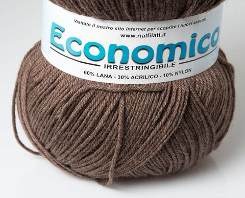 DARK MELANGE BROWN Rial Filati Economico Wool Yarn 60% Wool, 30% Acrylic Rial Filati Economico Wool Yarn 60% Wool, 30% Acrylic