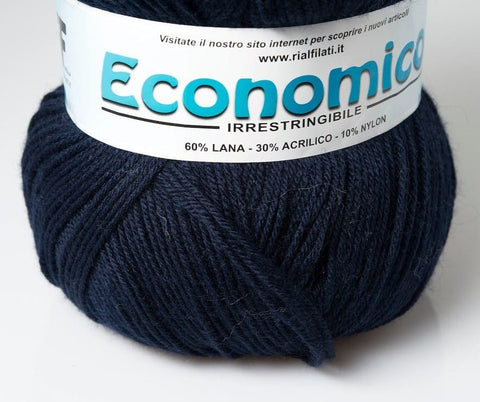 BLUE NOTTE Rial Filati Economico Yarn, 60% Wool, 30% Acrylic Rial Filati Economico Yarn, 60% Wool, 30% Acrylic