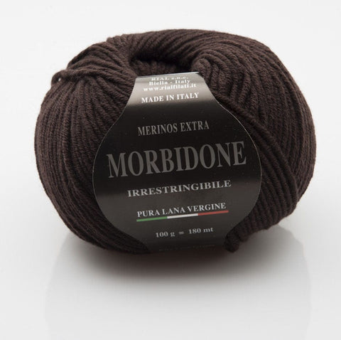 DARK BROWN Rial Filati Morbidone Pure Merino Wool Yarn Rial Filati Morbidone Pure Merino Wool Yarn