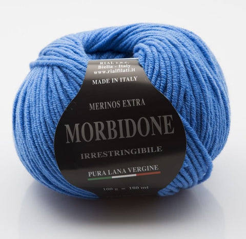 SAPPHIRE BLUE Rial Filati Morbidone Pure Merino Wool Yarn, Worsted Weight Yarn Rial Filati Morbidone Pure Merino Wool Yarn, Worsted Weight Yarn