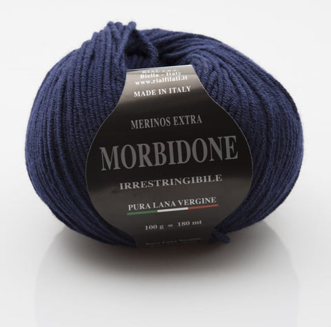 MID-NIGHT BLUE Rial Filati Morbidone Pure Merino Wool Yarn, Worsted Weight Yarn Rial Filati Morbidone Pure Merino Wool Yarn, Worsted Weight Yarn