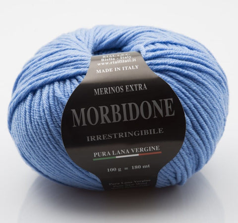 MEDIUM BLUE Rial Filati Morbidone Pure Merino Wool Yarn, Worsted Weight Yarn Rial Filati Morbidone Pure Merino Wool Yarn, Worsted Weight Yarn