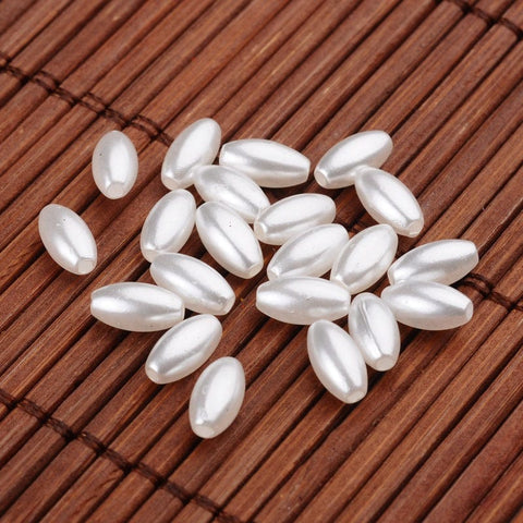 Rice Imitation Pearl Acrylic Beads, White, 8x4mm Rice Imitation Pearl Acrylic Beads, White, 8x4mm
