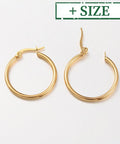 Ring 304 Stainless Steel Hoop Earrings, Golden Ring 304 Stainless Steel Hoop Earrings, Golden Size: about 23~25mm in diameter, 2mm thick, pin: 1x0.7mm