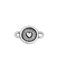 SILVER ANTIQUE Round Alloy Motif with Heart, 15x10mm Round Alloy Motif with Heart, 15x10mm