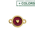 Round Alloy Motif with Heart, 15x10mm Round Alloy Motif with Heart, 15x10mm