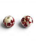 RED Round Flower Handmade Ceramic Porcelain Beads, 12mm Round Flower Handmade Ceramic Porcelain Beads, 12mm 