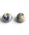 GREEN-BLUE Round Flower Handmade Ceramic Porcelain Beads, 12mm Round Flower Handmade Ceramic Porcelain Beads, 12mm 